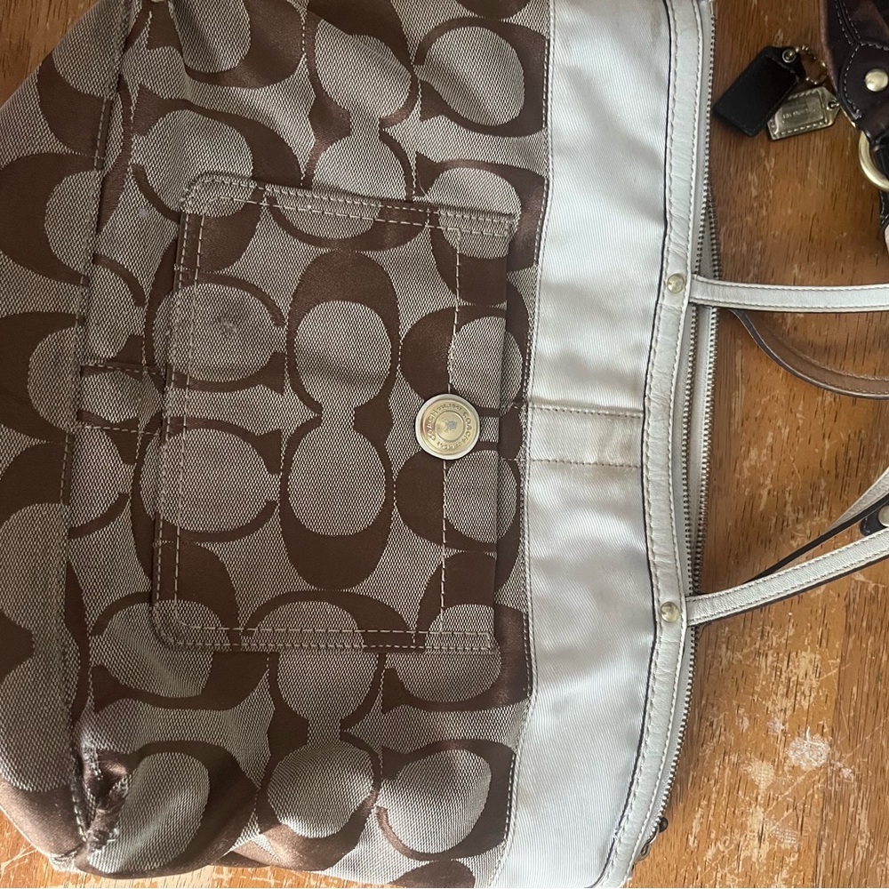 Coach Brown and Cream Shoulder Bag